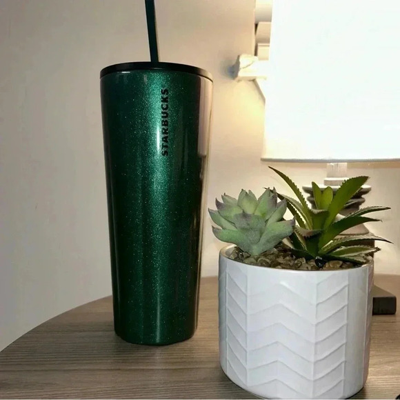 Starbucks Other - Starbucks Christmas 2021 Stainless Steel Metallic Green Cold Tumbler 24Oz